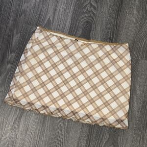 Divided Checkered Mini Skirt in Brown Tan and Cream Size Medium